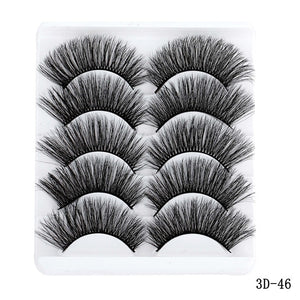 5 Pairs Multipack 5D Soft Mink Hair False Eyelashes Handmade Wispy Fluffy Long Lashes Nature Eye Makeup Tools Faux Eye Lashes