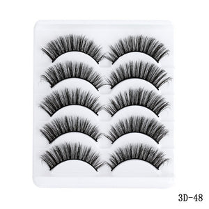 5 Pairs Multipack 5D Soft Mink Hair False Eyelashes Handmade Wispy Fluffy Long Lashes Nature Eye Makeup Tools Faux Eye Lashes