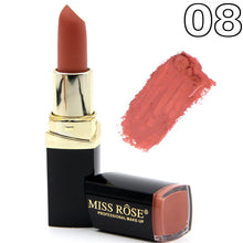 Load image into Gallery viewer, New MISS ROSE Lipstick Matte Waterproof Velvet Lip Stick 18 Colors Sexy Red Brown Pigments Makeup Matte Lipsticks Beauty Lips