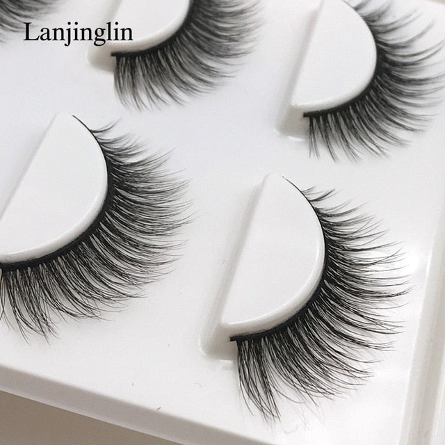 New 3 pairs natural false eyelashes fake lashes long makeup 3d mink lashes extension eyelash mink eyelashes for beauty #X11