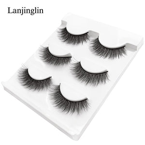 New 3 pairs natural false eyelashes fake lashes long makeup 3d mink lashes extension eyelash mink eyelashes for beauty #X11