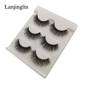 New 3 pairs natural false eyelashes fake lashes long makeup 3d mink lashes extension eyelash mink eyelashes for beauty #X11