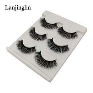 New 3 pairs natural false eyelashes fake lashes long makeup 3d mink lashes extension eyelash mink eyelashes for beauty #X11