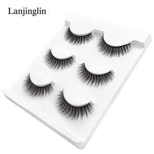 New 3 pairs natural false eyelashes fake lashes long makeup 3d mink lashes extension eyelash mink eyelashes for beauty #X11