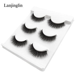 New 3 pairs natural false eyelashes fake lashes long makeup 3d mink lashes extension eyelash mink eyelashes for beauty #X11