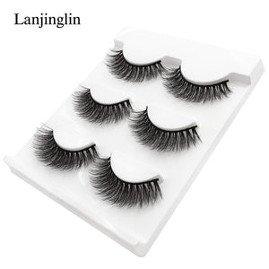 New 3 pairs natural false eyelashes fake lashes long makeup 3d mink lashes extension eyelash mink eyelashes for beauty #X11