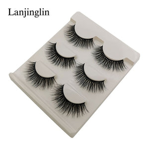 New 3 pairs natural false eyelashes fake lashes long makeup 3d mink lashes extension eyelash mink eyelashes for beauty #X11