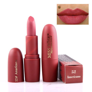 New MISS ROSE Lipstick Matte Waterproof Velvet Lip Stick 18 Colors Sexy Red Brown Pigments Makeup Matte Lipsticks Beauty Lips